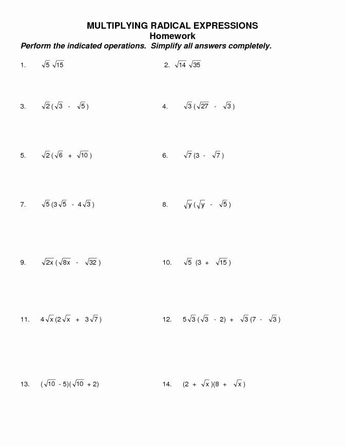 10 Simplifying Radicals Worksheet Kids Worksheets