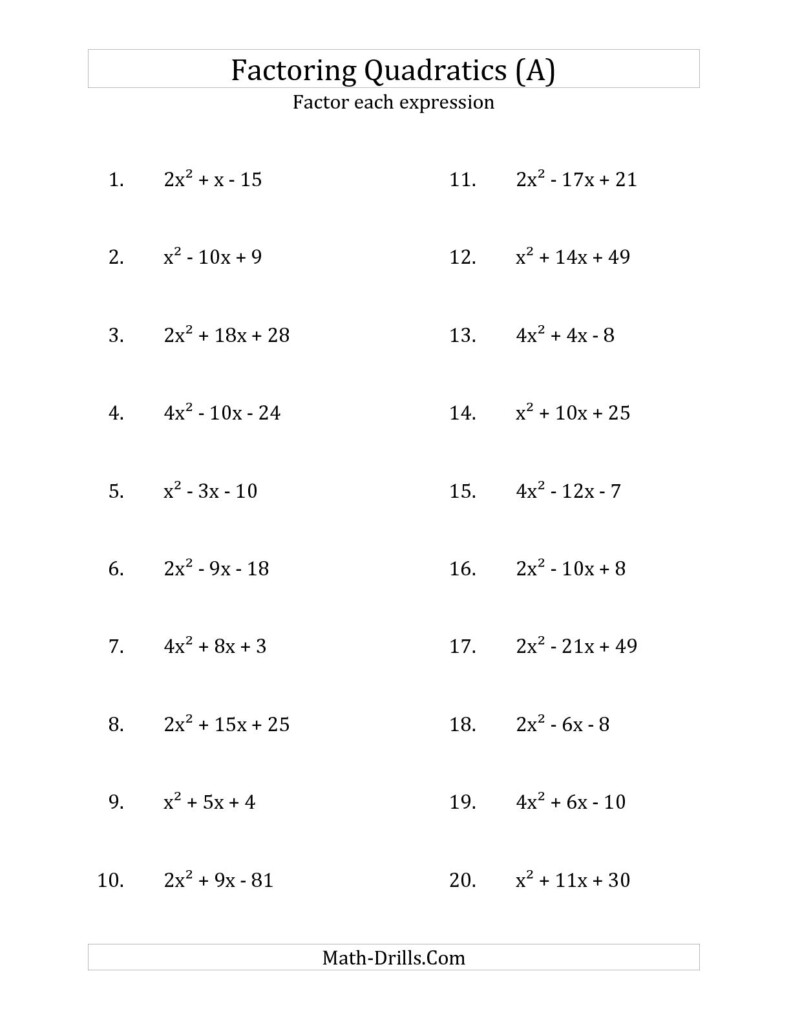 12 Best Images Of Factoring Worksheets PDF Worksheeto