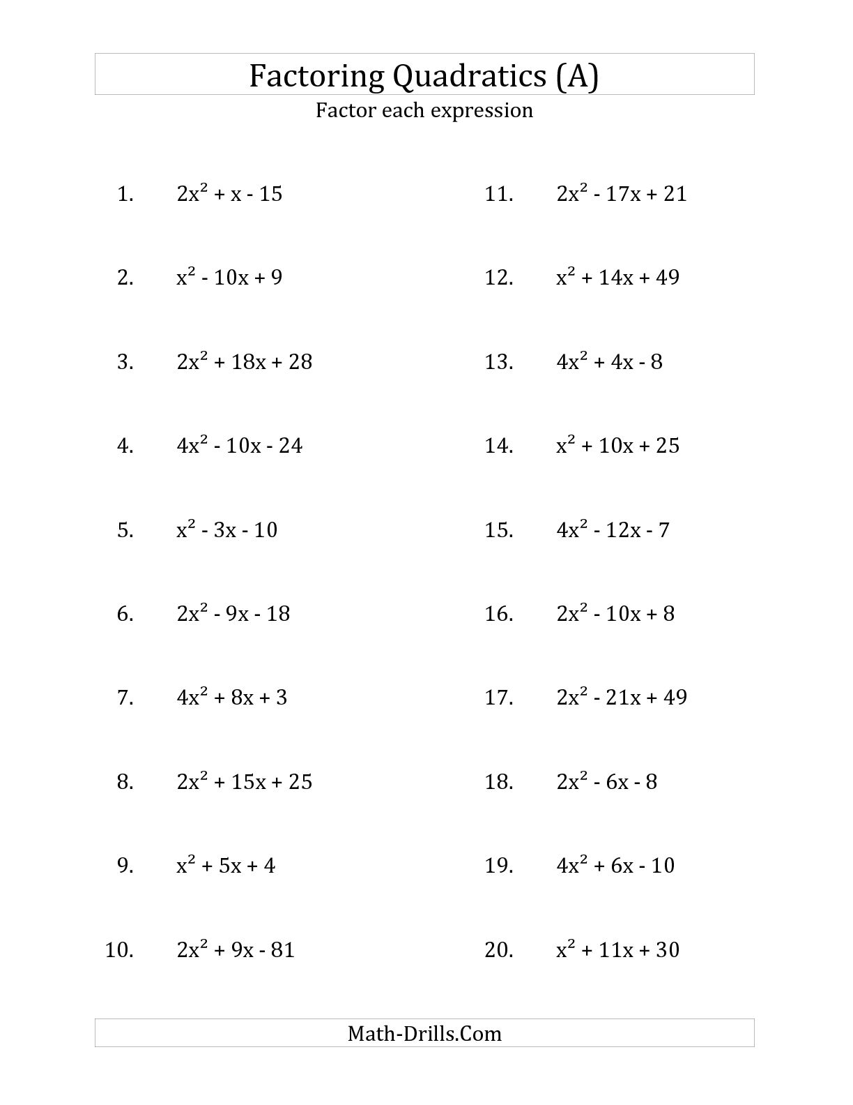 12 Best Images Of Factoring Worksheets PDF Worksheeto