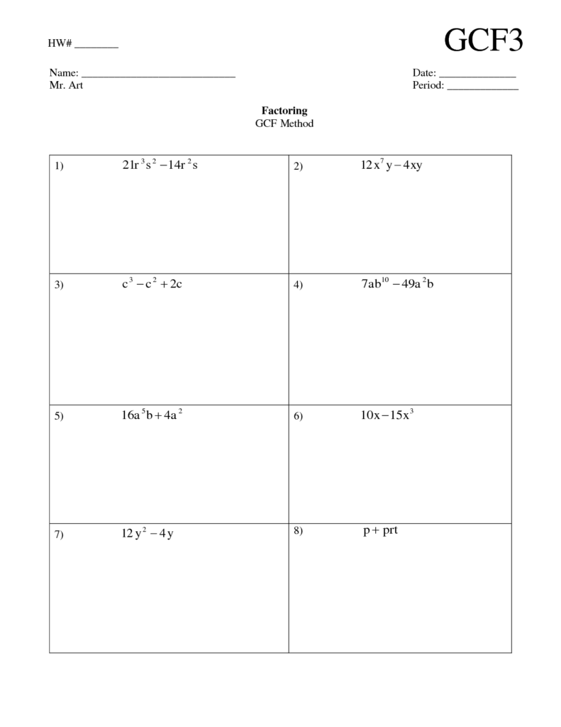 16 Factoring Polynomials Worksheet GCF 5 1 Worksheeto