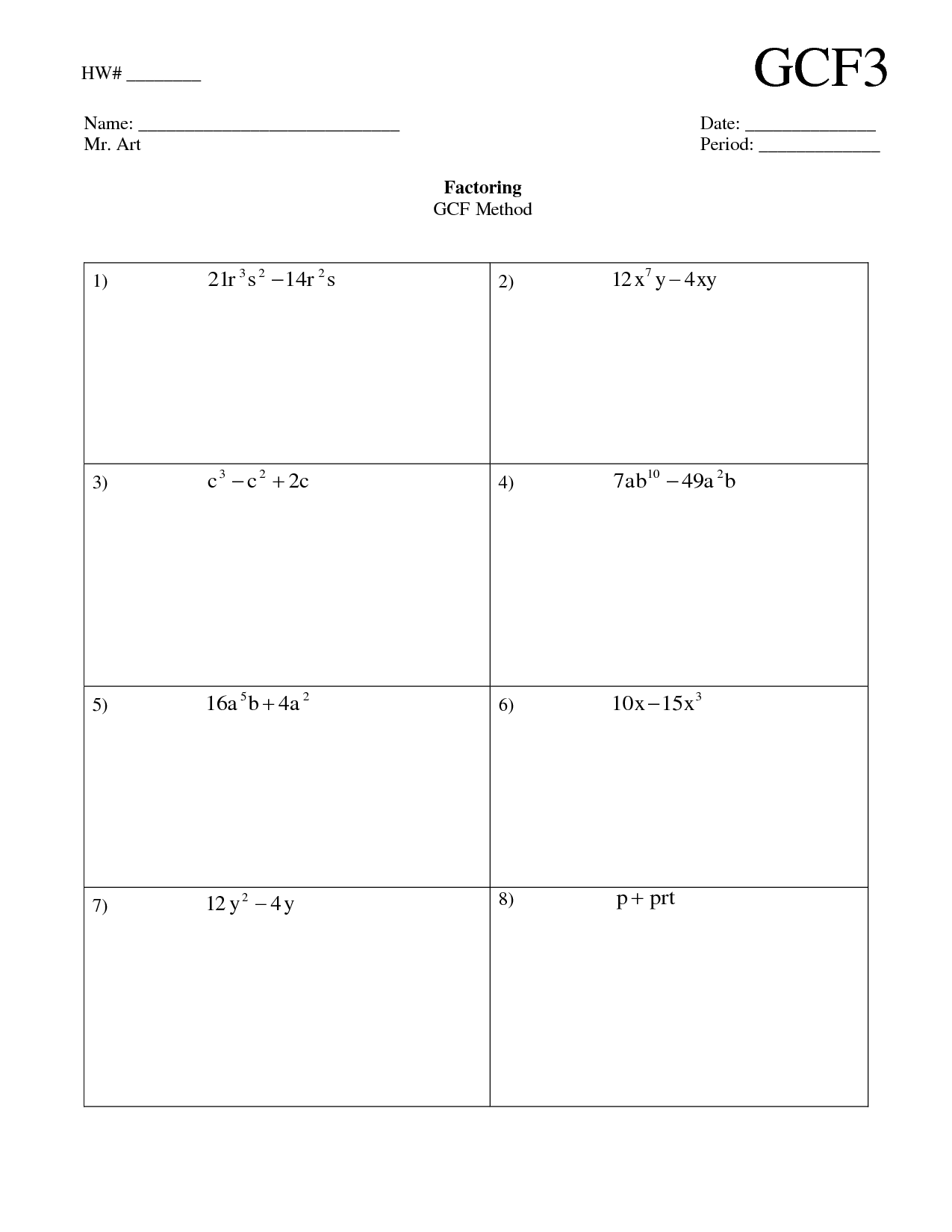 16 Factoring Polynomials Worksheet GCF 5 1 Worksheeto