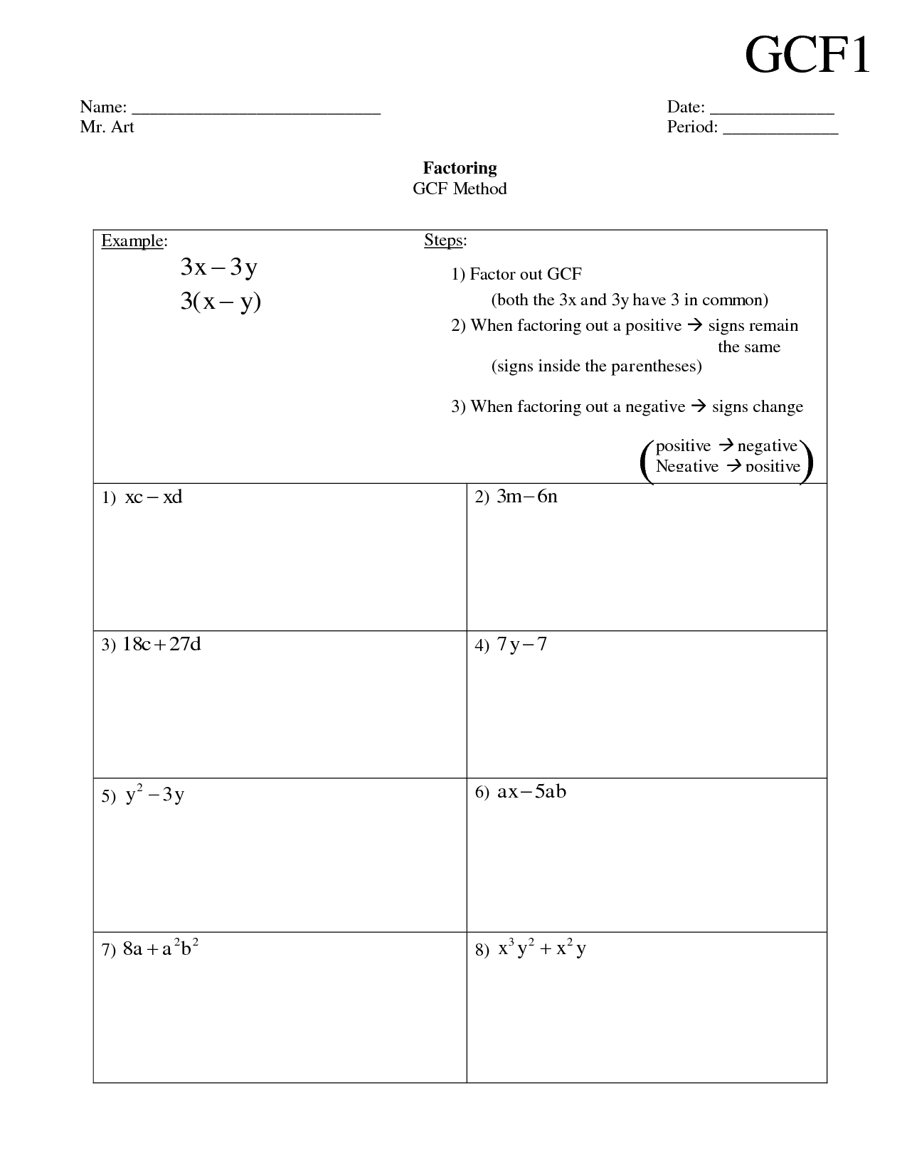 18 Factoring GCF Worksheet Worksheeto