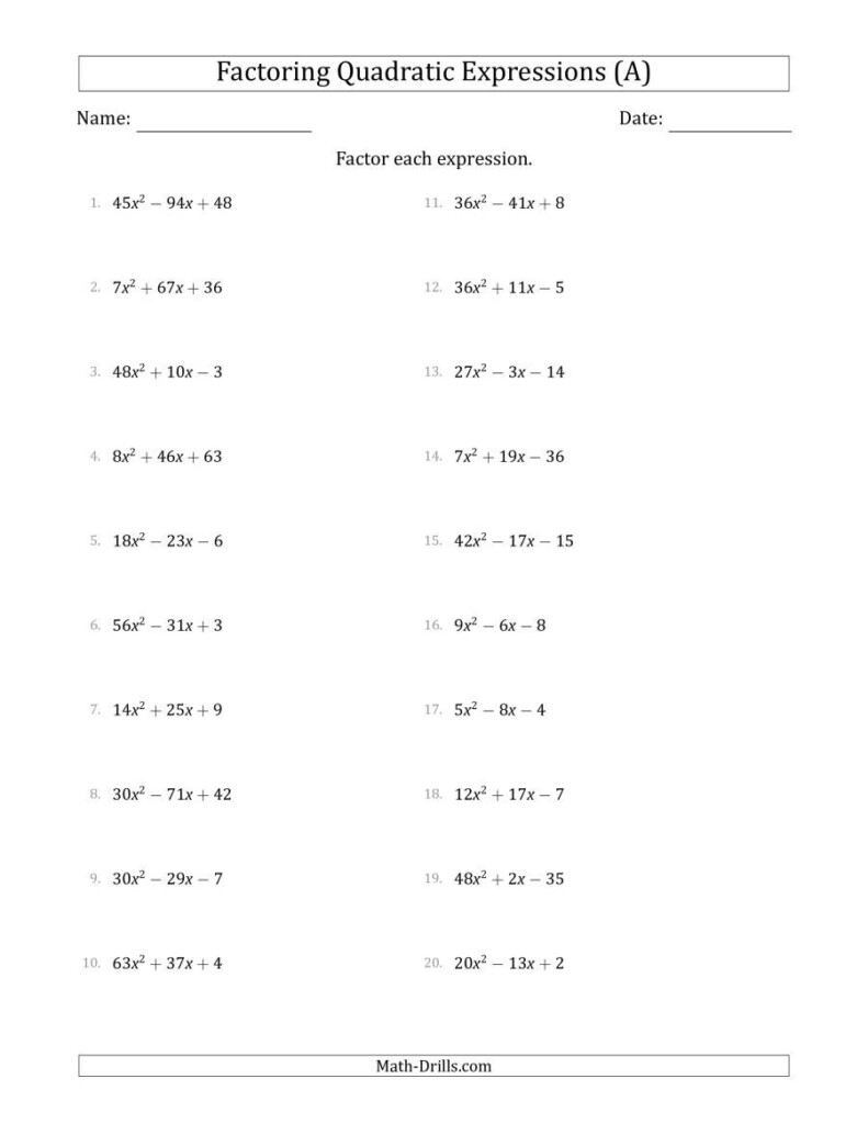 30 Factor By Grouping Worksheet Education Template