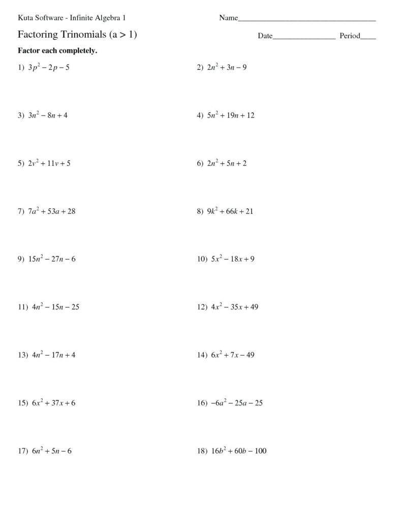 30 Factoring Trinomials Worksheet Algebra 2 Education Template