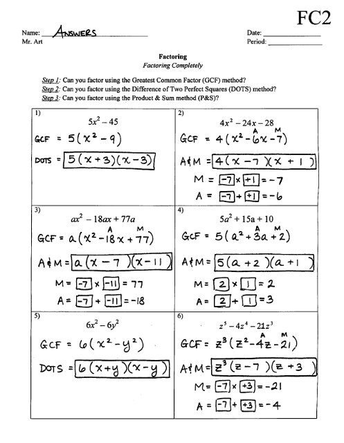 42 Factoring Worksheet With Answers Worksheet Information