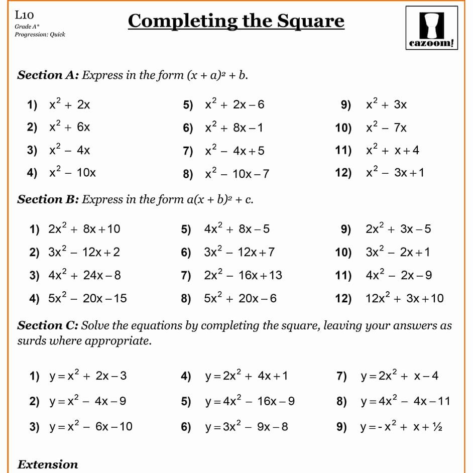 44 Complete The Square Worksheet Chessmuseum Template Library 