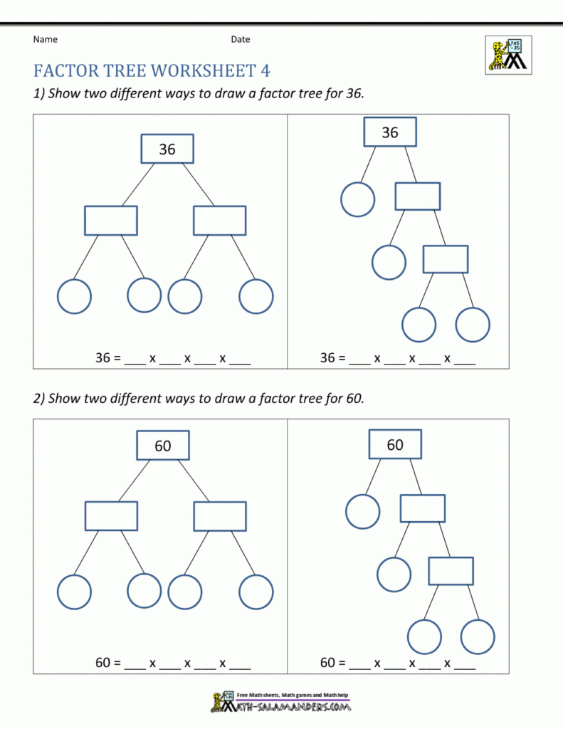 4th Grade Common Factors Worksheet Kidsworksheetfun Gcf And Lcm 