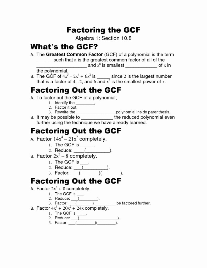 50 Factoring Greatest Common Factor Worksheet Chessmuseum Template 