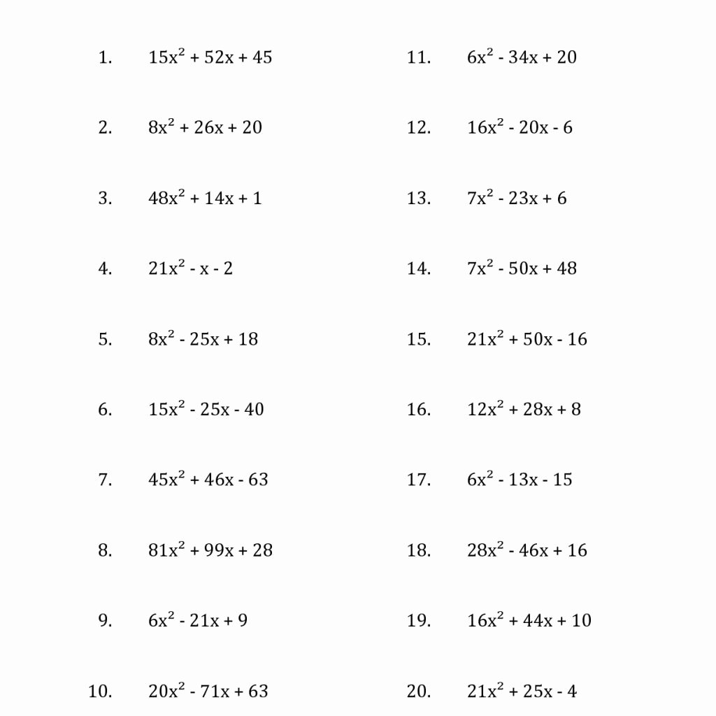 50 Factoring Trinomials Worksheet Pdf Chessmuseum Template Library