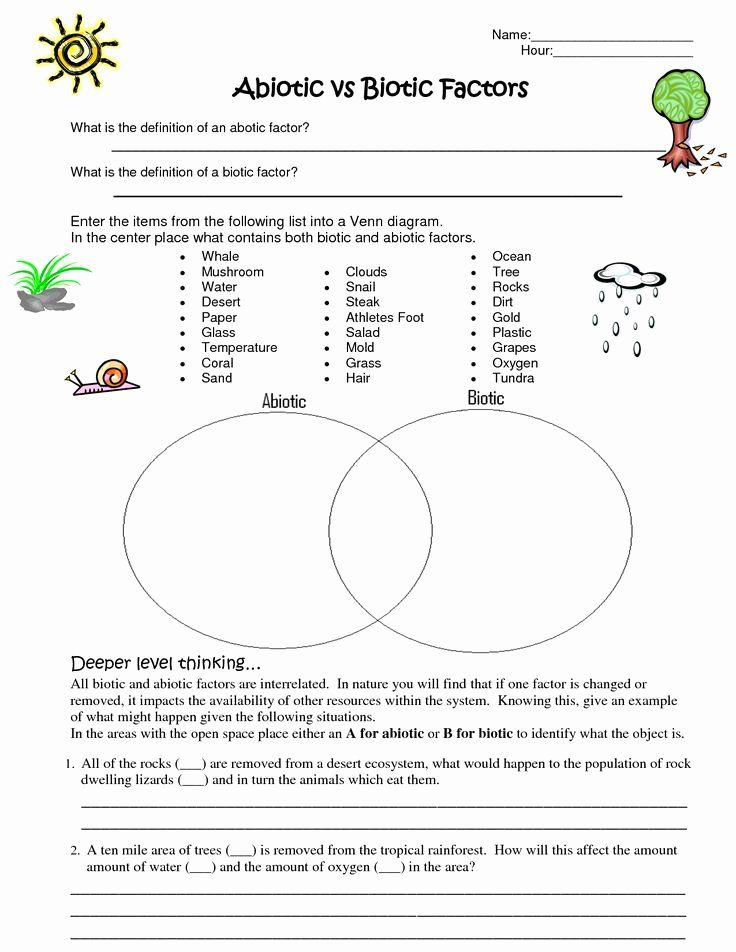 Abiotic Vs biotic Factors Worksheet Answers Lovely Biotic Vs Abiotic