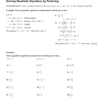 Algebra 2 Solving Quadratic Equations By Factoring Worksheet Answers