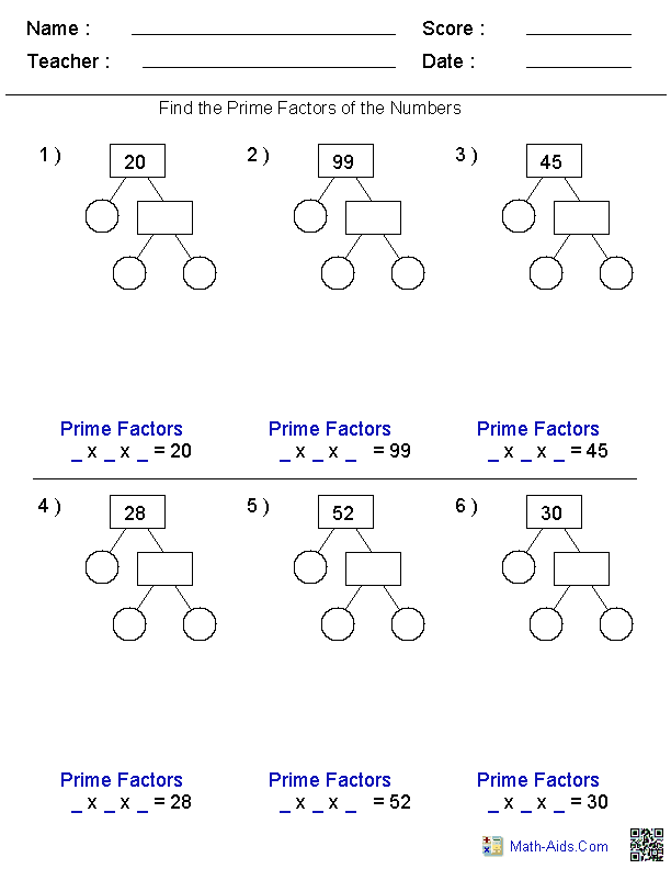 Answer Key Factors And Multiples Worksheet With Answers Worksheet Bunny