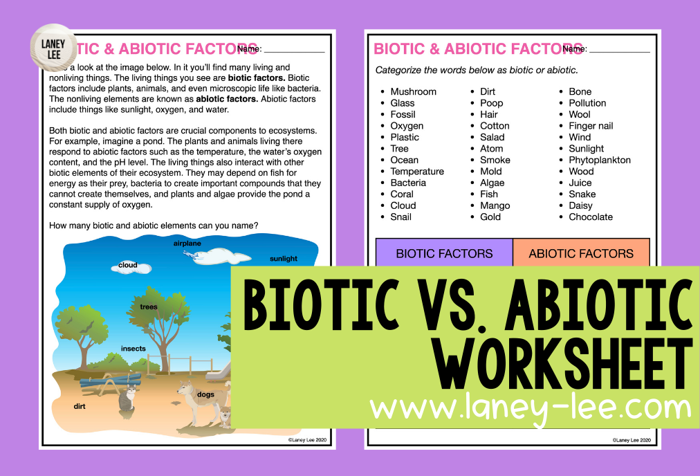 Biotic Vs Abiotic Factors Worksheet With Answer Key Laney Lee