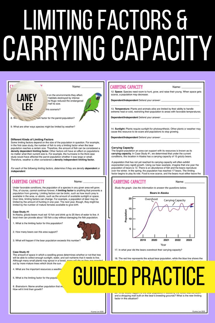 Carrying Capacity Limiting Factors Guided Practice PDF Digital