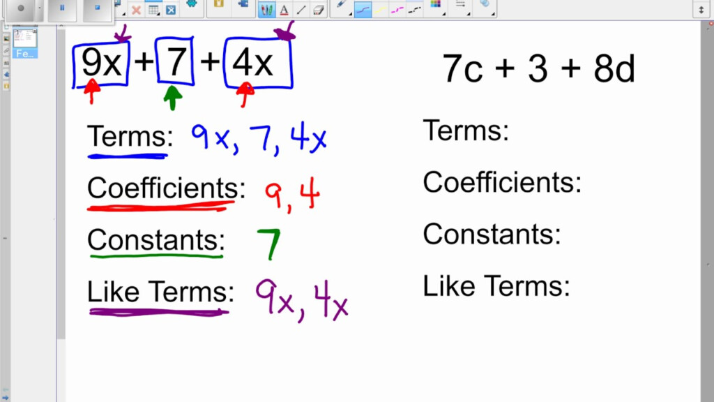 Coefficients Constants Terms And Like Terms Vocab Review Video YouTube