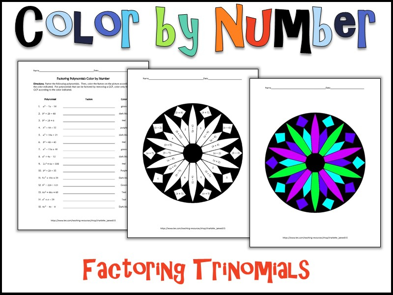 Color By Number Factoring Worksheet Free Download Gmbar co