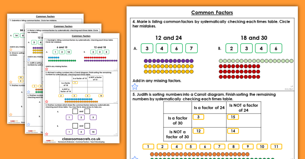 Common Factors Homework Extension Year 5 Multiplication And Division 