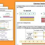 Common Factors Homework Extension Year 5 Multiplication And Division