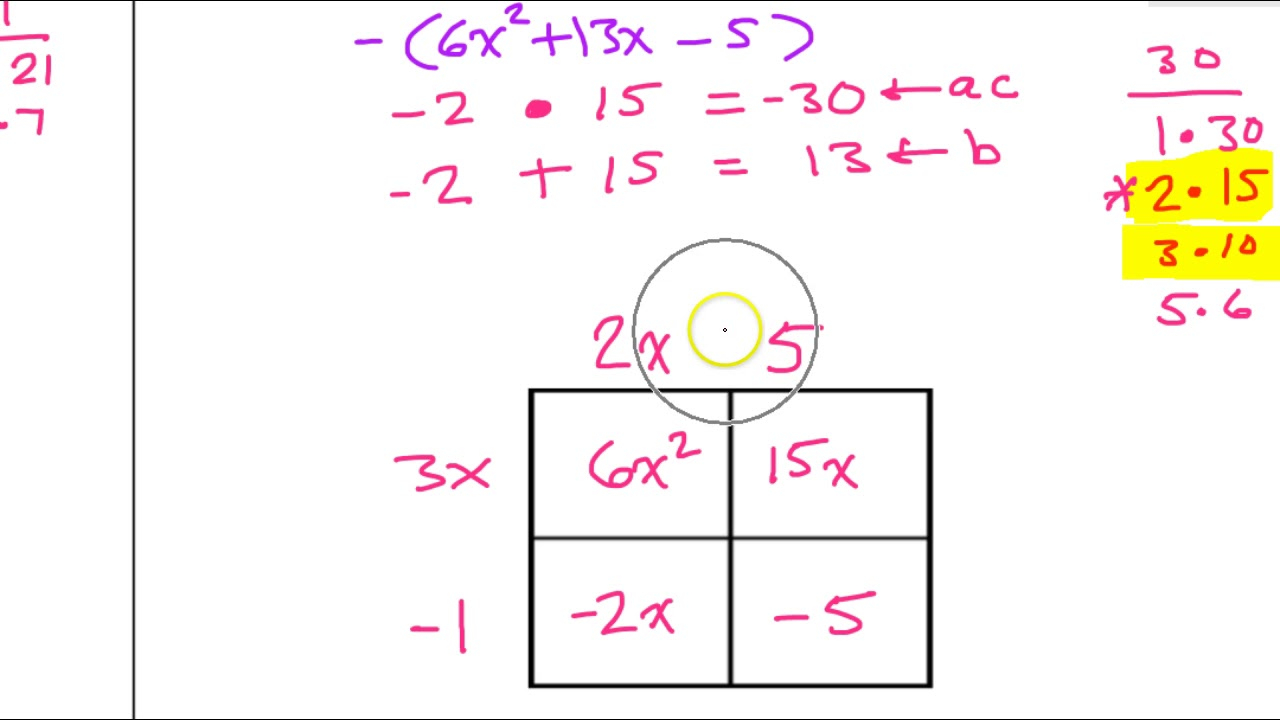 Day 07 HW Page 1 Factoring Trinomials Using The Box Method YouTube