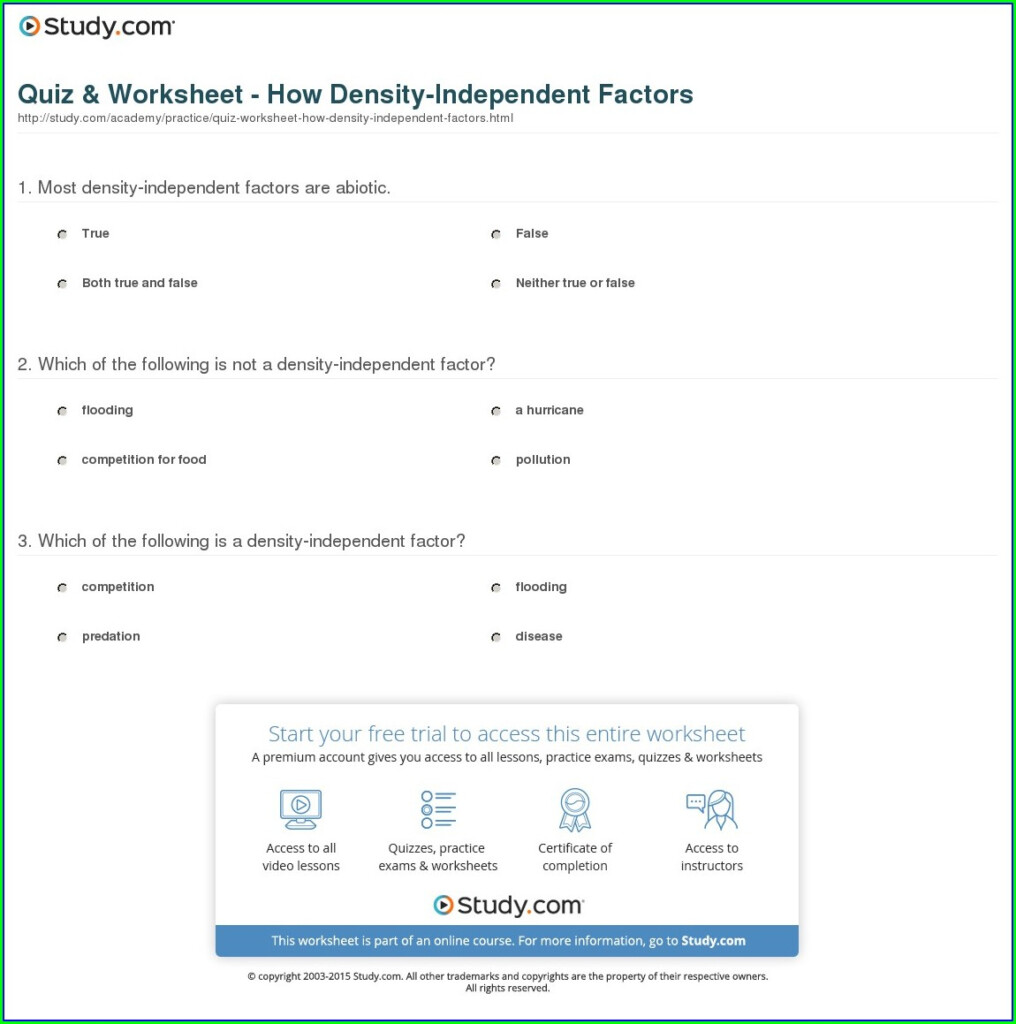 Density Dependent And Independent Worksheet Worksheet Resume Examples