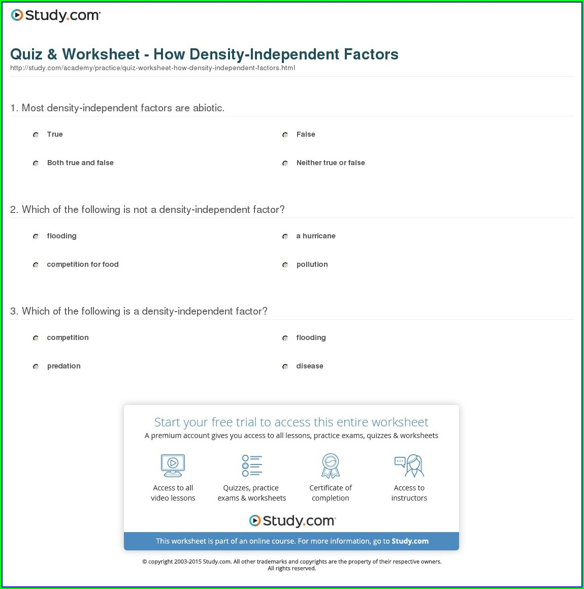 Density Dependent And Independent Worksheet Worksheet Resume Examples