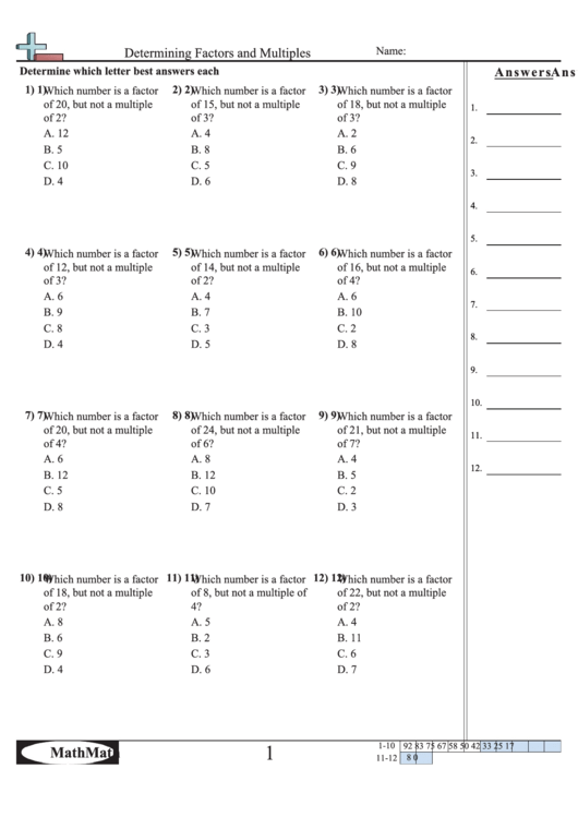 Determining Factors And Multiples Worksheets Free Download Gambr co