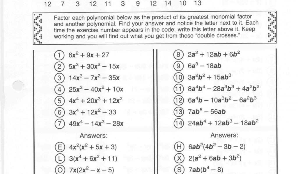 Double Cross Math Worksheet Answers Worksheet