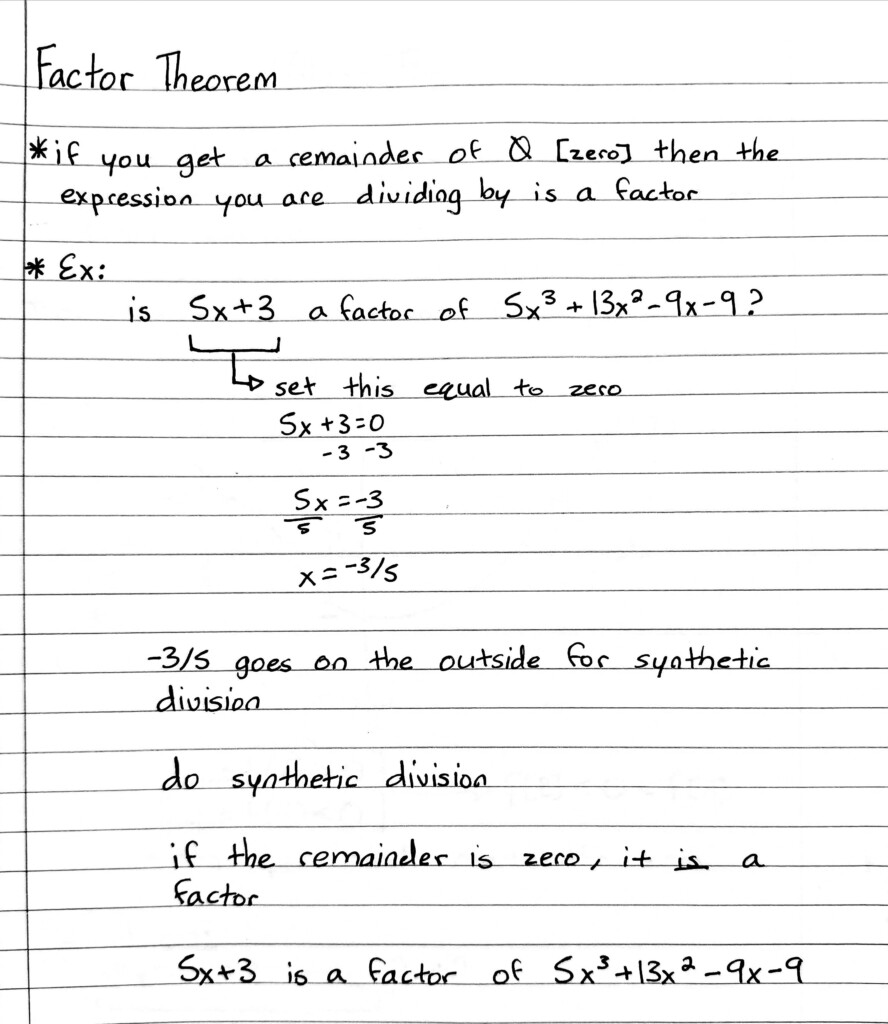 Factor Theorem Algebra Wiskunde