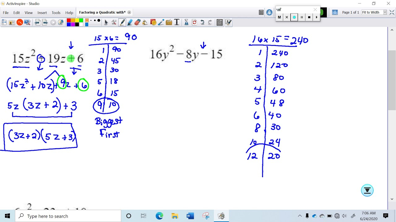 Factoring Quadratics With A Leading Coefficient Greater Than 1