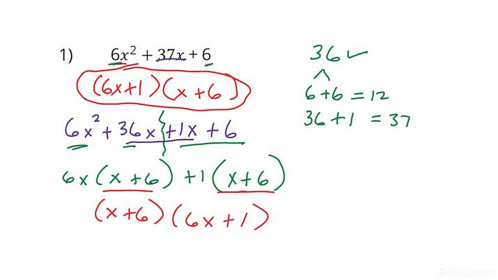 Factoring A Quadratic With Leading Coefficient Greater Than 1 Using