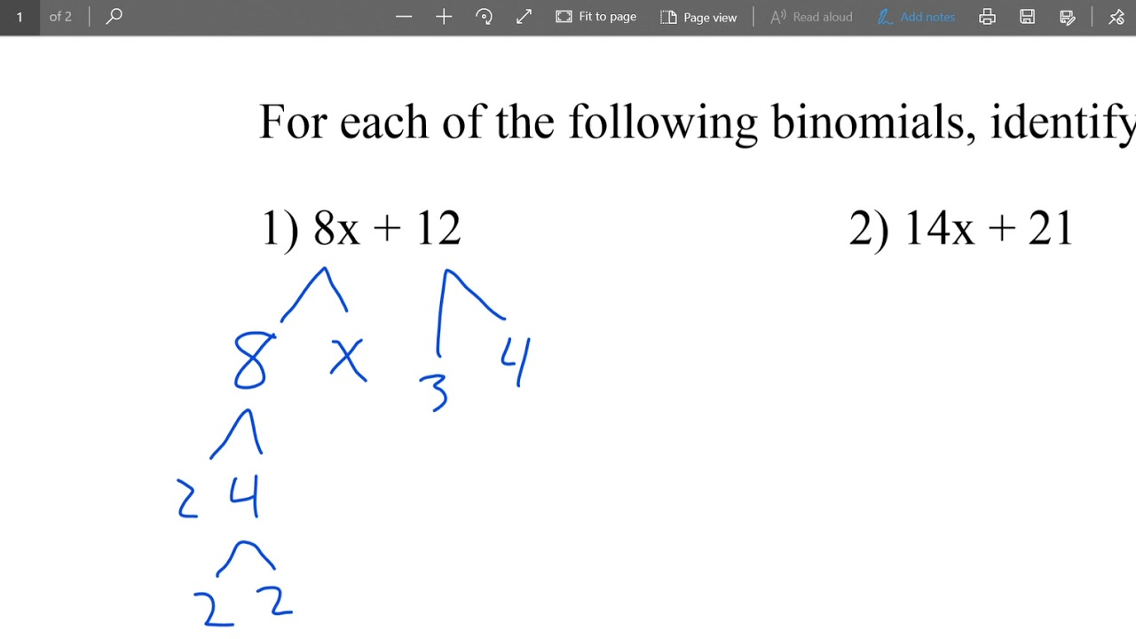 Factoring Binomials 1A 1 YouTube