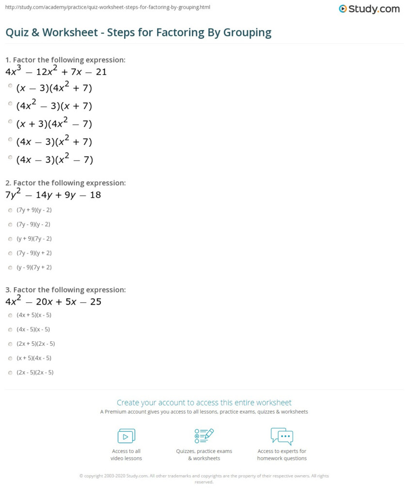 Factoring By Grouping Worksheet Answers Word Worksheet