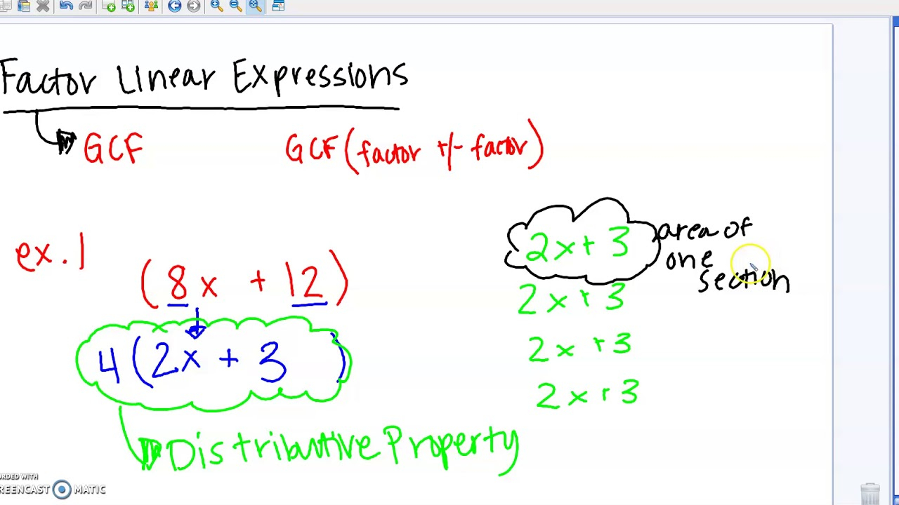 Factoring Linear Expressions Worksheet