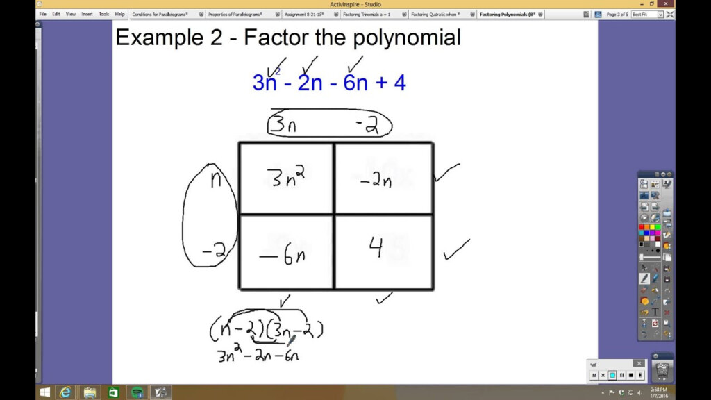 Factoring Polynomials Box Method YouTube