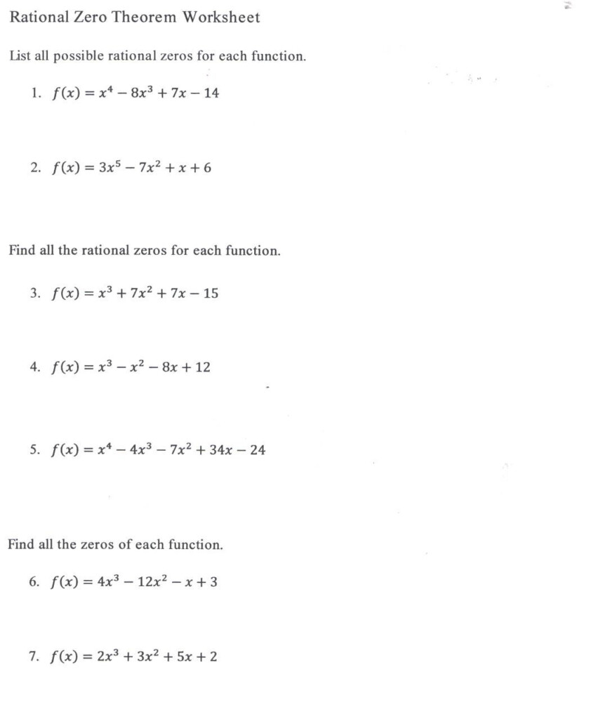 Factoring Polynomials Finding Zeros Of Polynomials Worksheet Answers 
