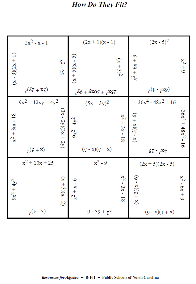 Factoring Polynomials Square Puzzle Activity Math Love