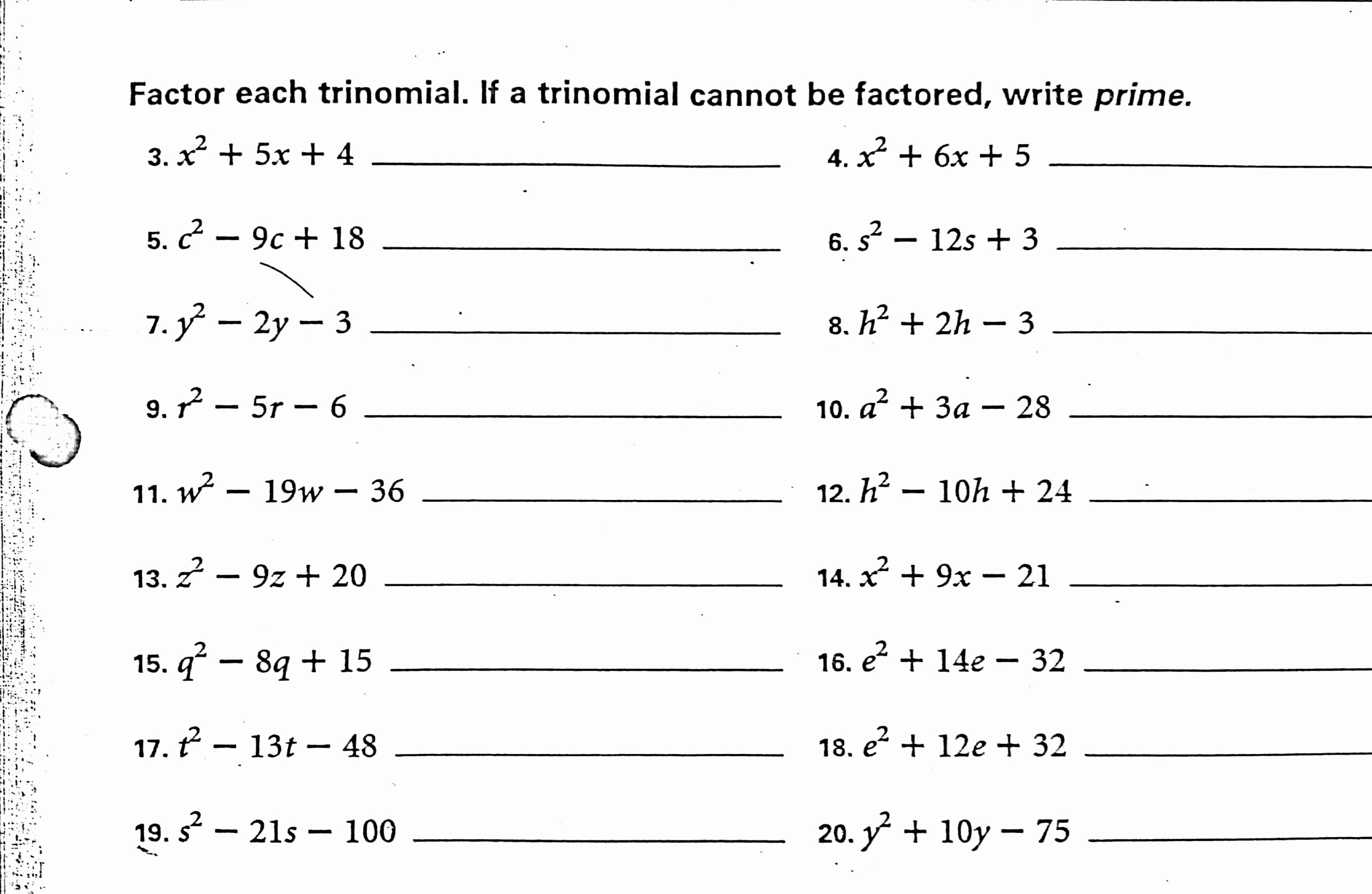 Factoring Polynomials Worksheet 8th Grade