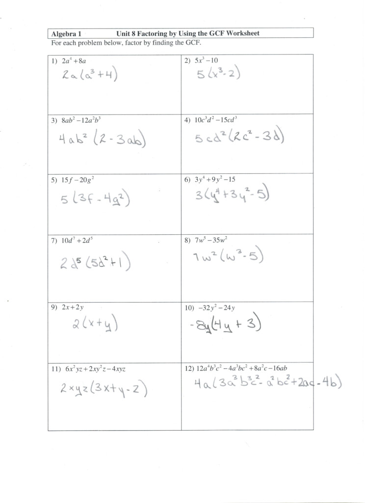 Factoring Polynomials Worksheet With Answers Algebra 2 Kuta Db excel