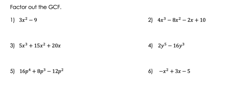 Factoring Polynomials Worksheet