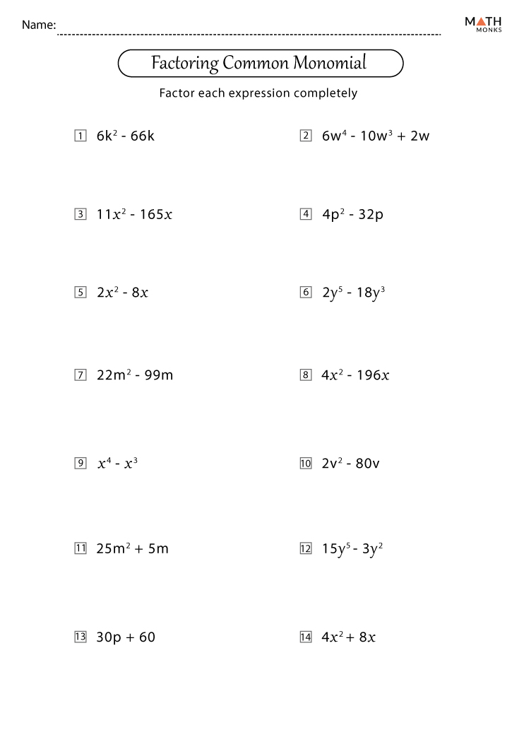 Factoring Polynomials Worksheets With Answer Key