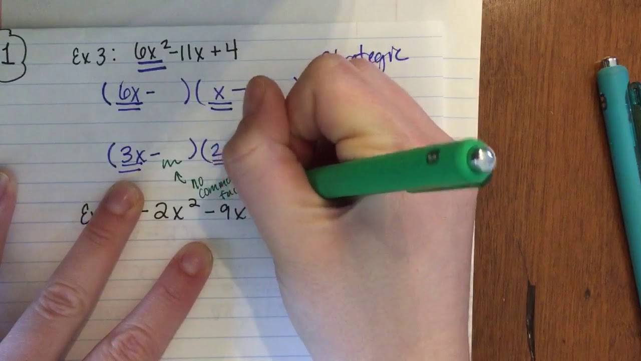 Factoring Quadratic Trinomials When Leading Coefficient Is NOT 1 YouTube