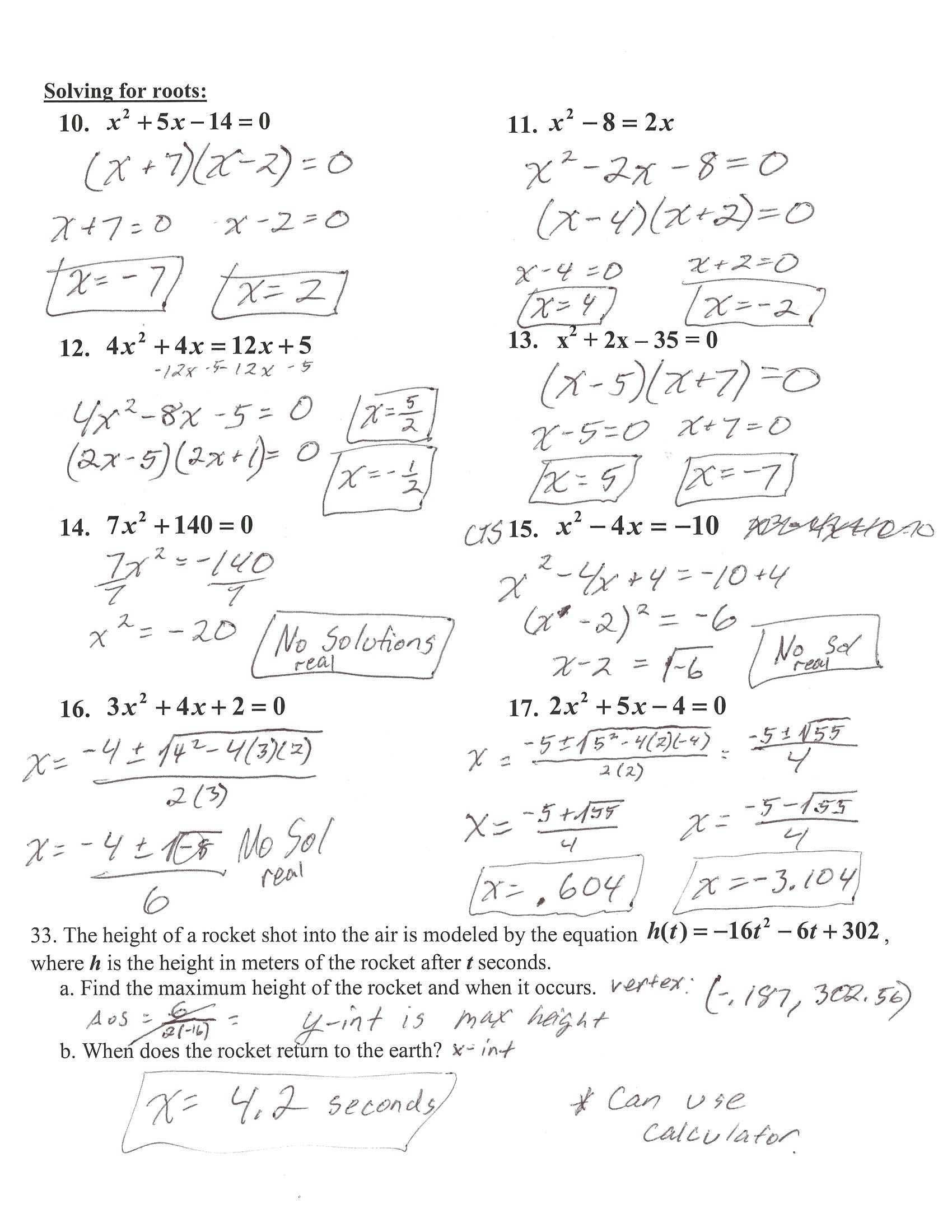 Factoring Quadratic Trinomials Worksheet