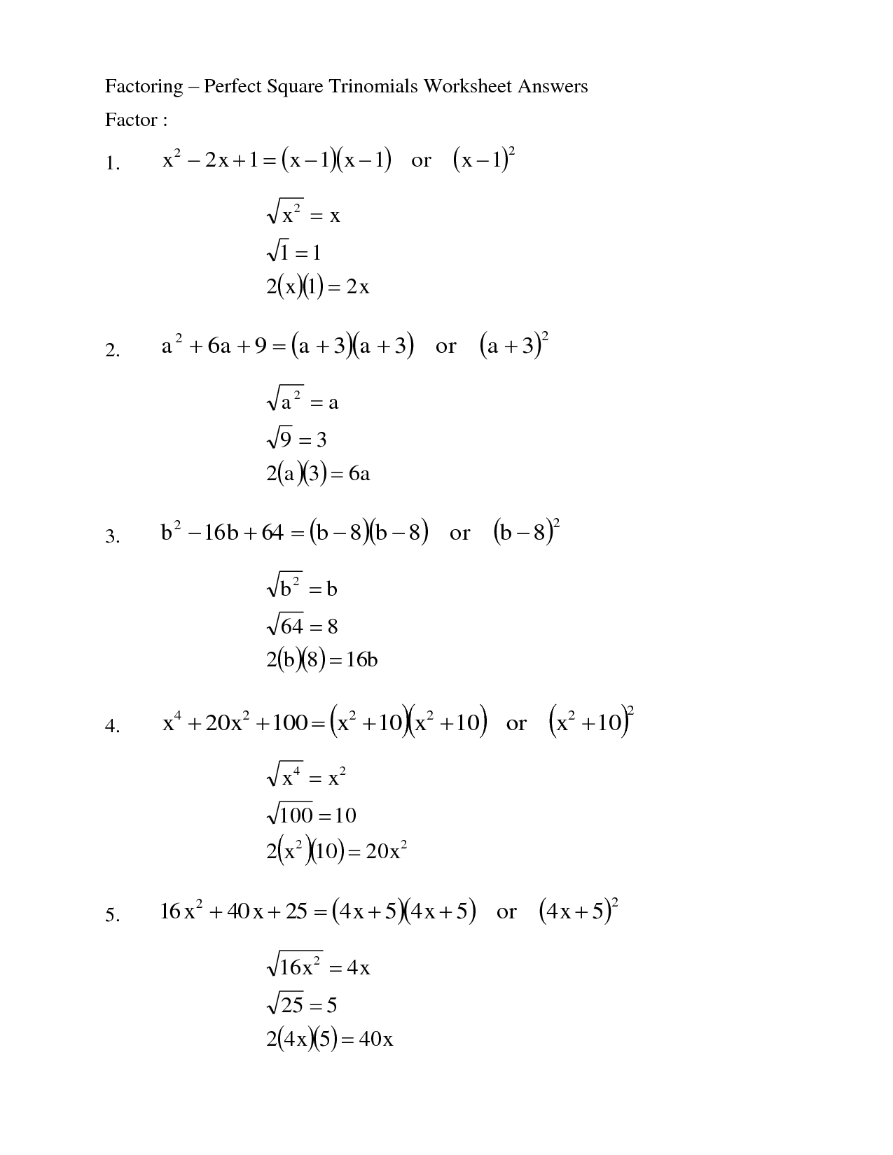 Factoring Quadratics Worksheet Math Aids Free Download Qstion co