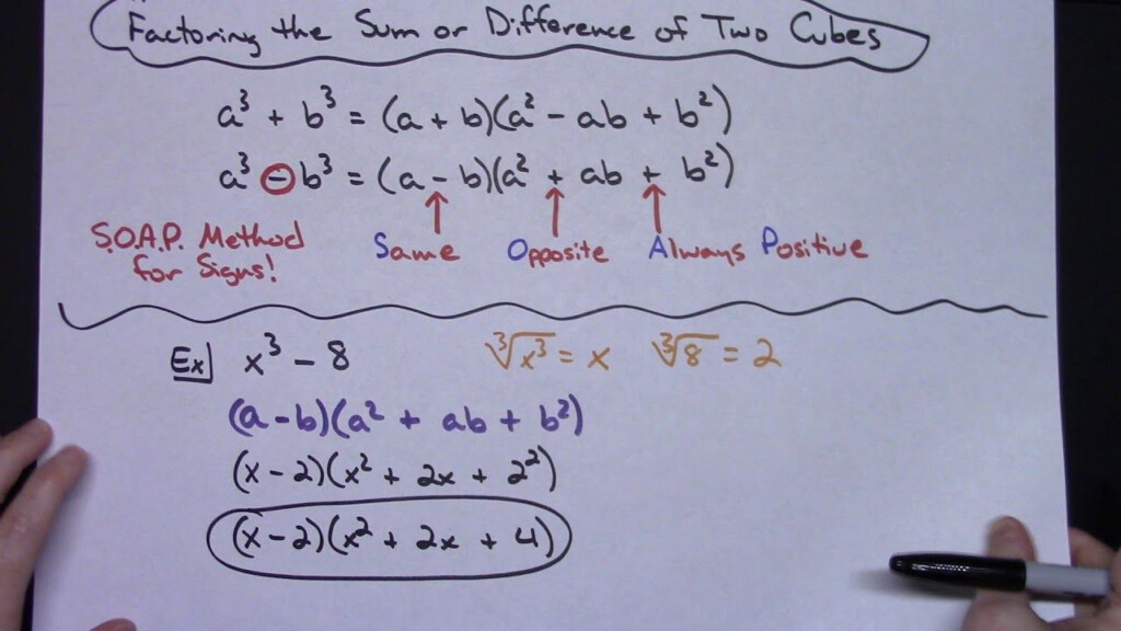Factoring The Sum Or Difference Of Two Cubes College Algebra High 