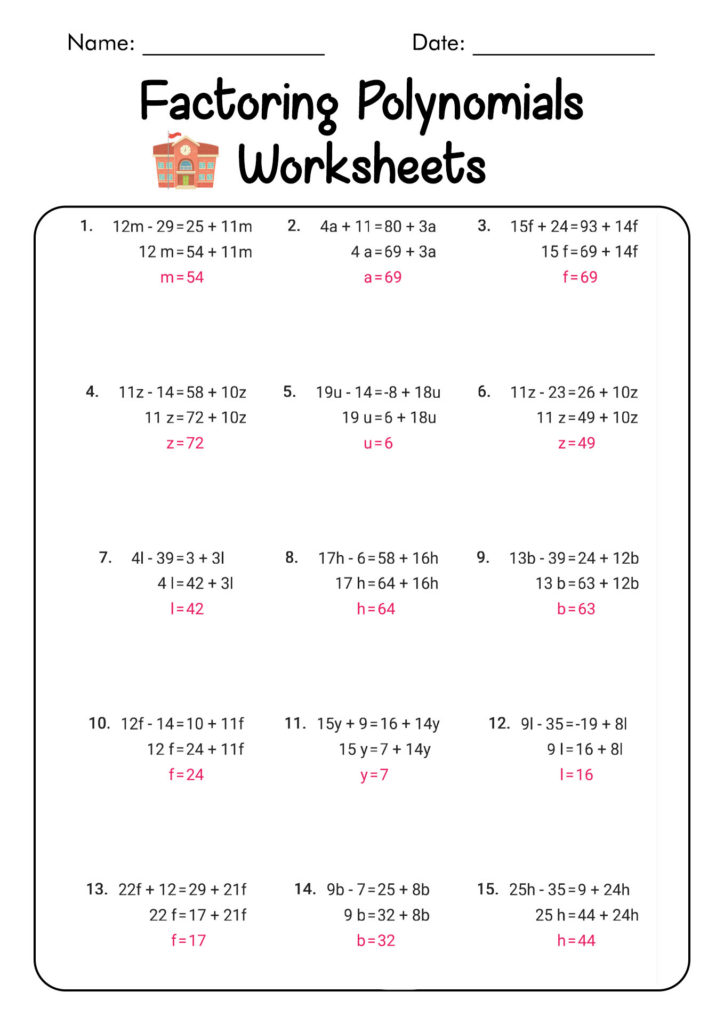 Factoring Trinomials A 1 Worksheet