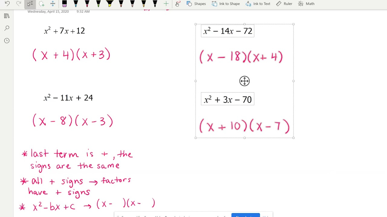 Factoring Trinomials Patterns YouTube