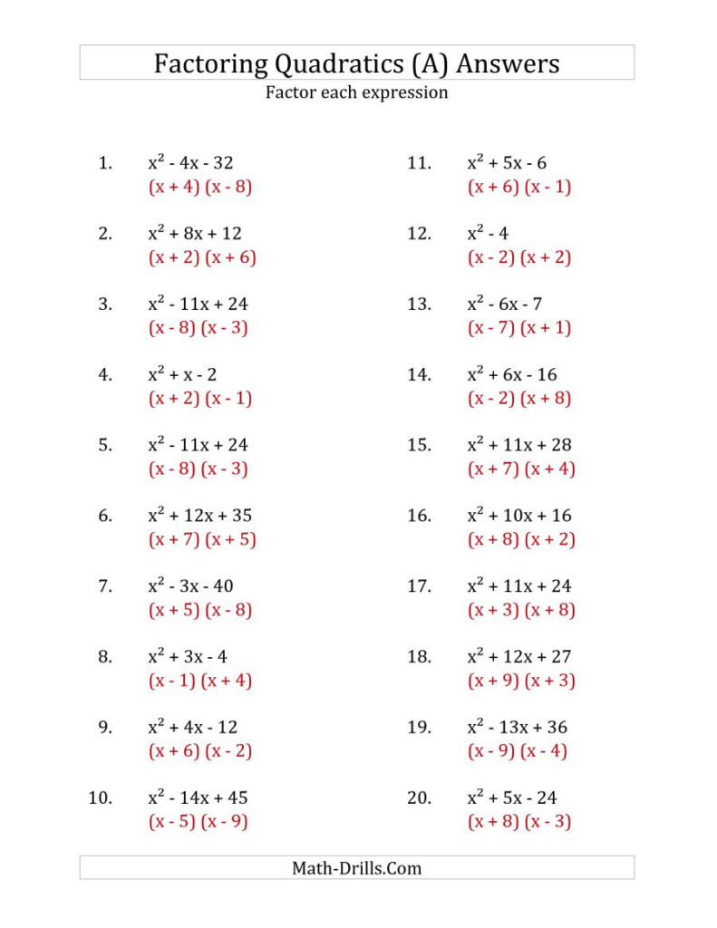  Factoring Trinomials Worksheet And Answers Free Download Gambr co