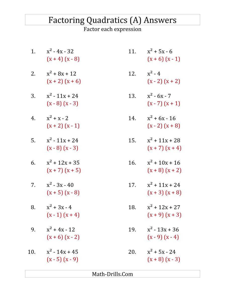  Factoring Trinomials Worksheet And Answers Free Download Gambr co