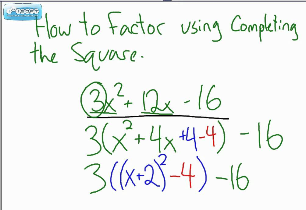 Factoring Using Completing The Square 1 YouTube