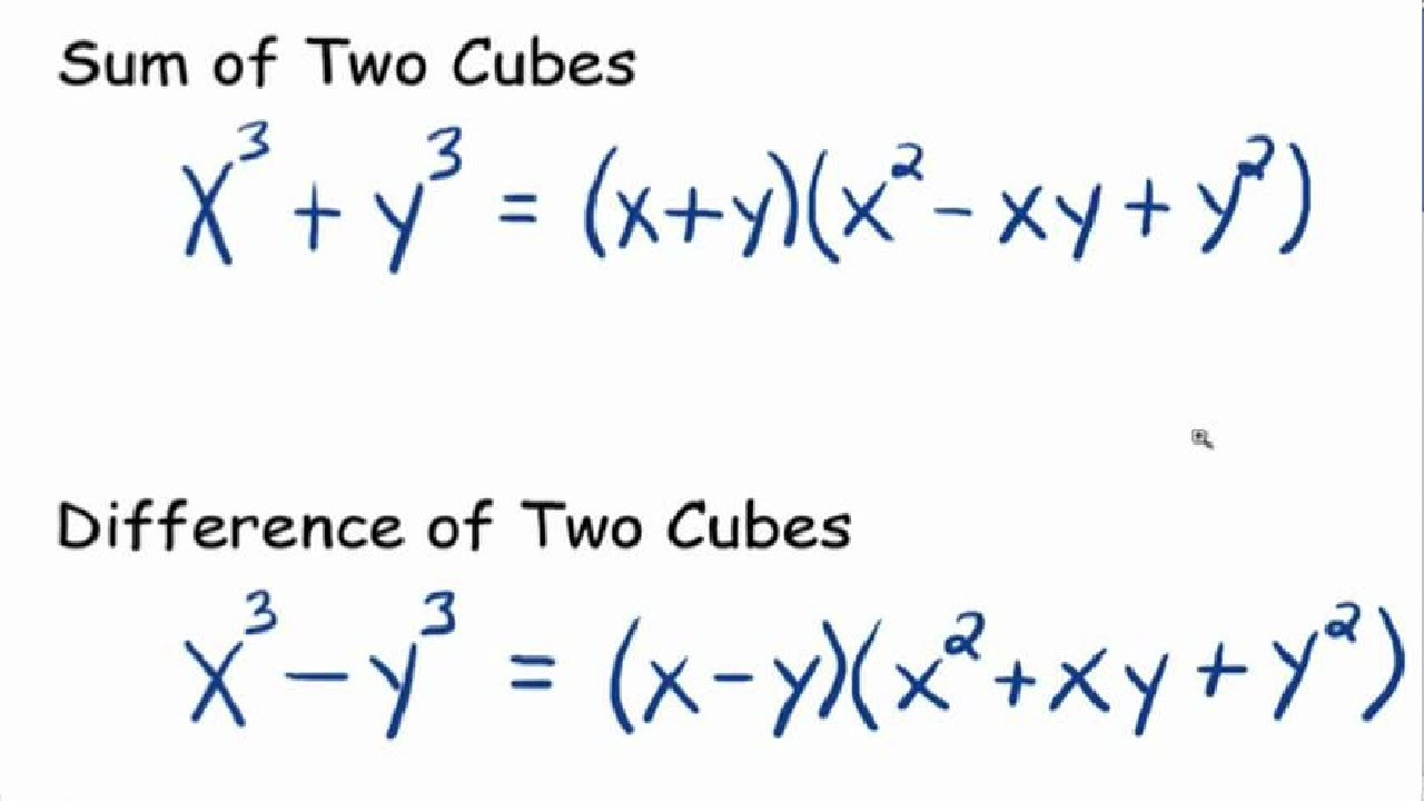 Factorizing The Sum And Difference Of Two Cubes YouTube